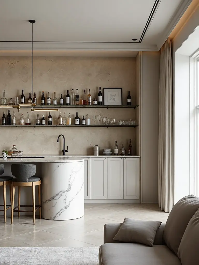 sophisticated home bar transforms living space