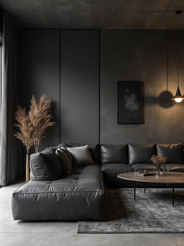 sophisticated minimalist black leather