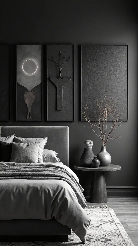 sophisticated monochrome textural wall arrangement