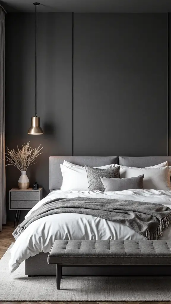 sophisticated moody charcoal accent wall
