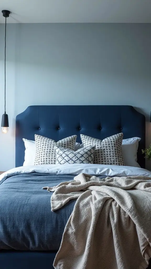 sophisticated navy patterned textile sanctuary