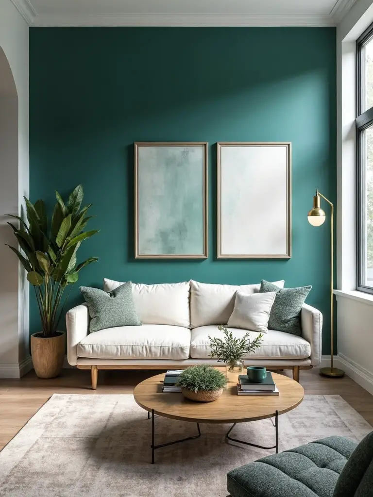 sophisticated teal statement wall design