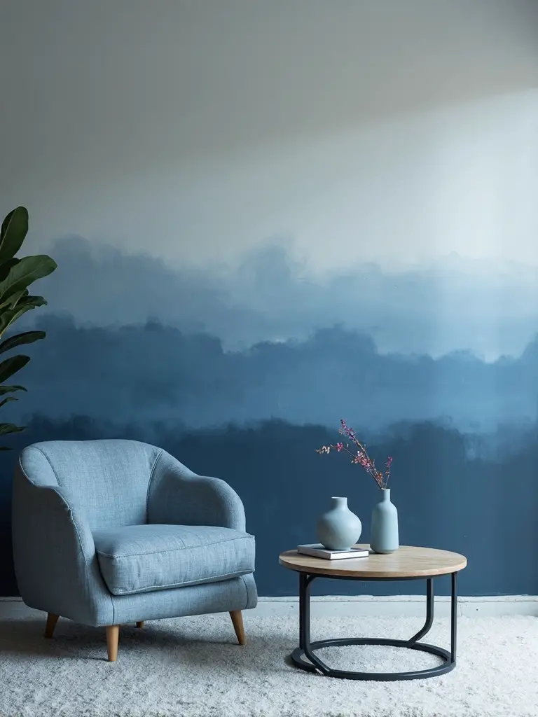 sophisticated two tone blue plaster contrast
