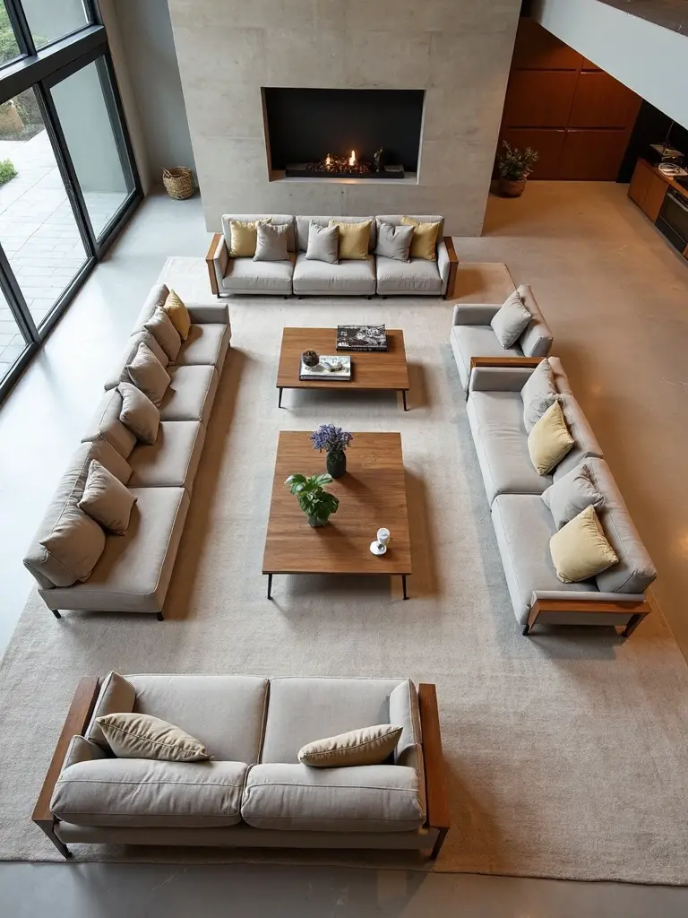 structured zoned conversational organized furniture layout