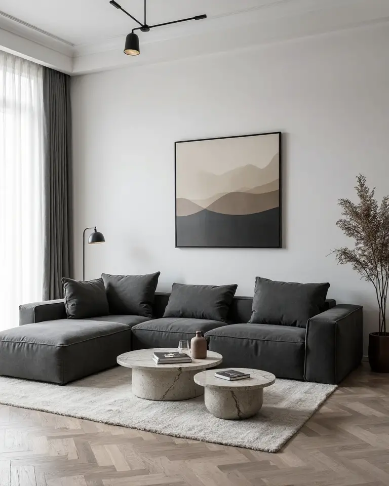 stylish grey couch living room