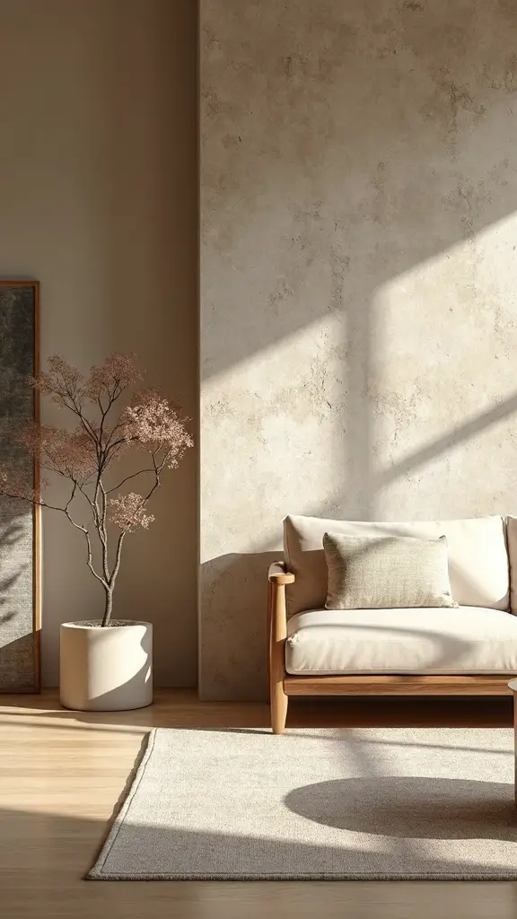 textural focal point anchors neutral space