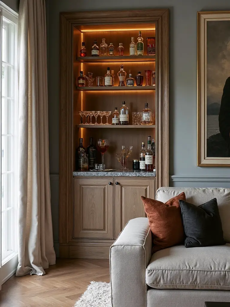 theatrical hidden bar entertainment space