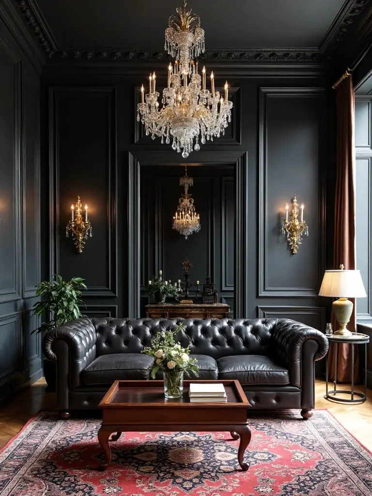 timeless elegant traditional black living room