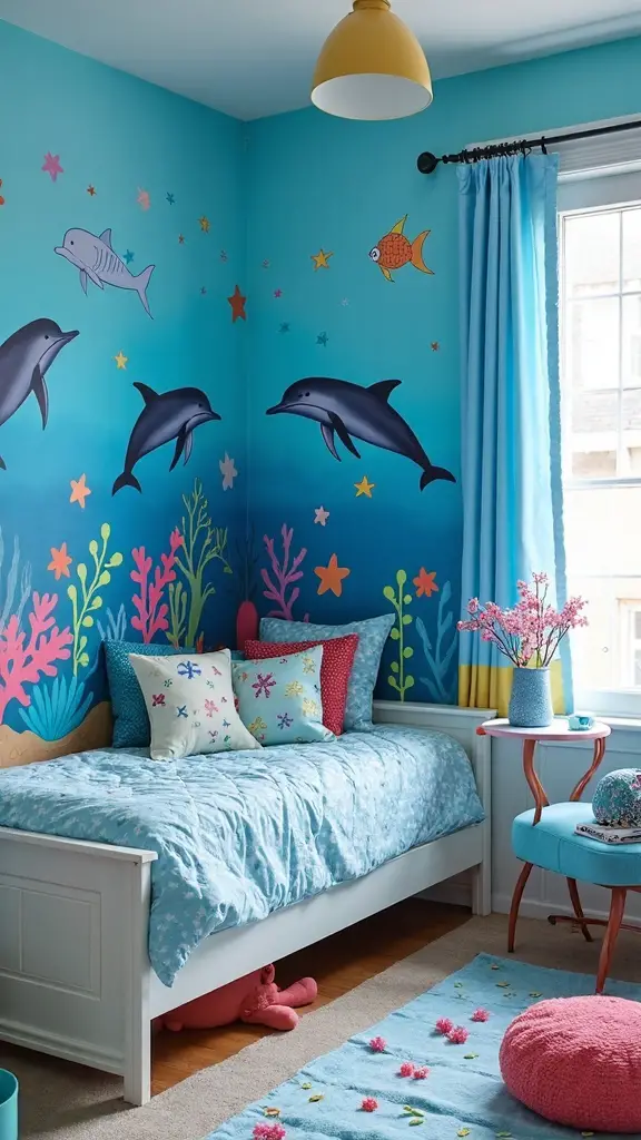 underwater dolphin wall art adventure