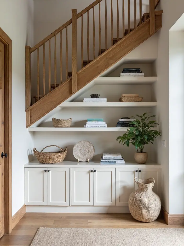 utilize under stair space for hidden storage