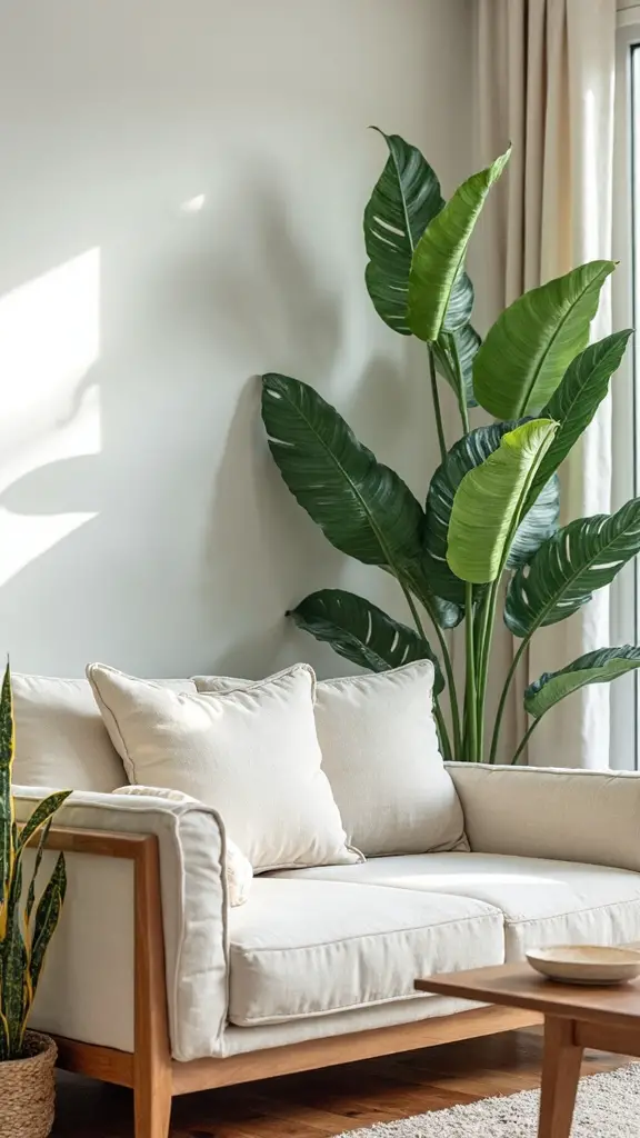vibrant calathea contrast neutral furniture