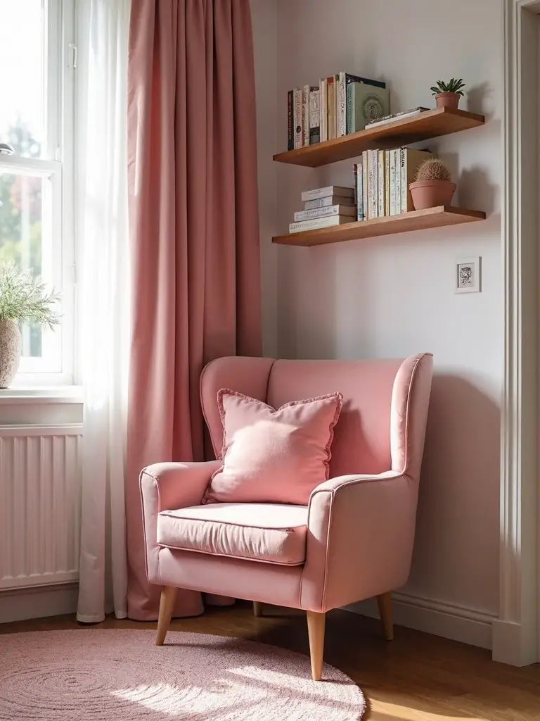 vibrant cozy balanced serene reading nook