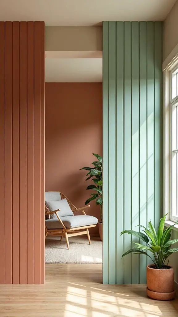 vibrant painted wooden room dividers