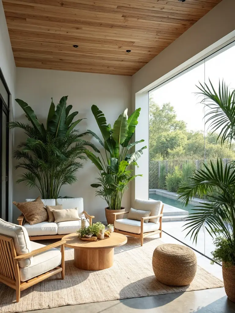 vibrant tropical indoor outdoor oasis