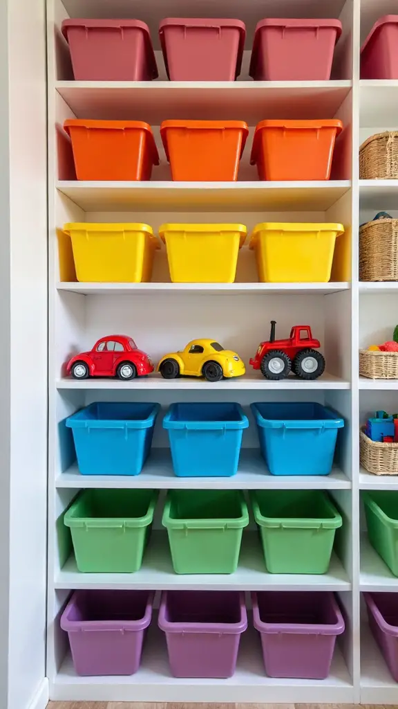 visually appealing color coded toy organization