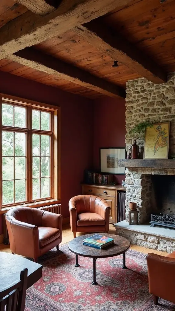 warm cozy rustic farmhouse living