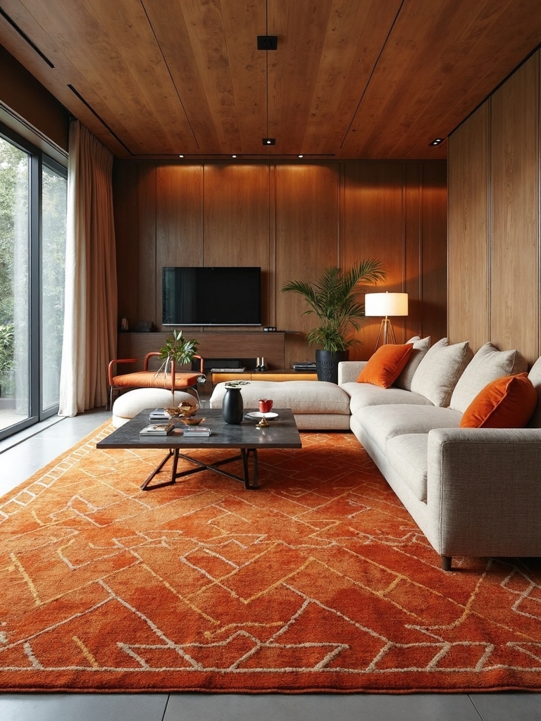 warm modern textural sophisticated living room