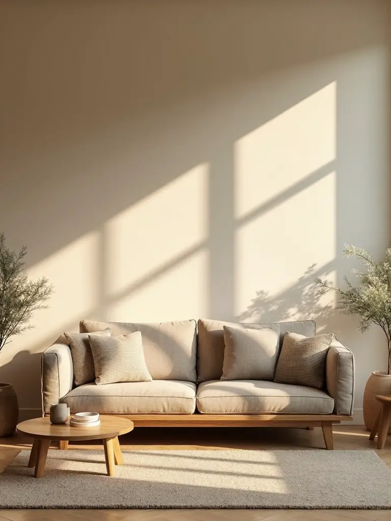 warm neutral palette serene japandi atmosphere