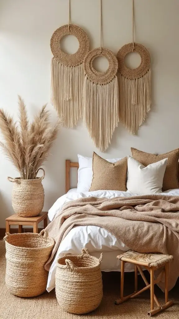 woven baskets elevate bedroom aesthetics