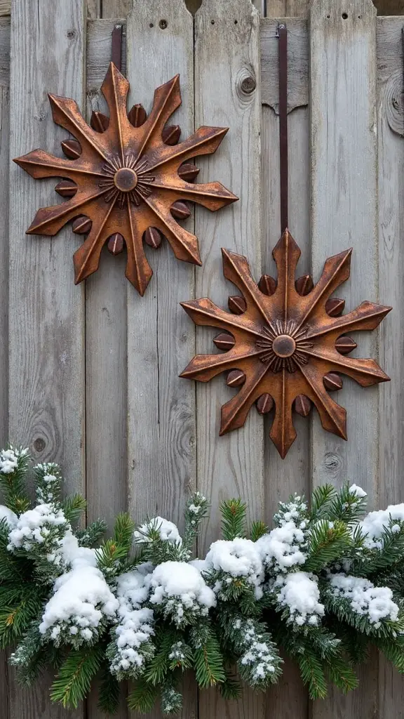 aged metal snowflake wall decor