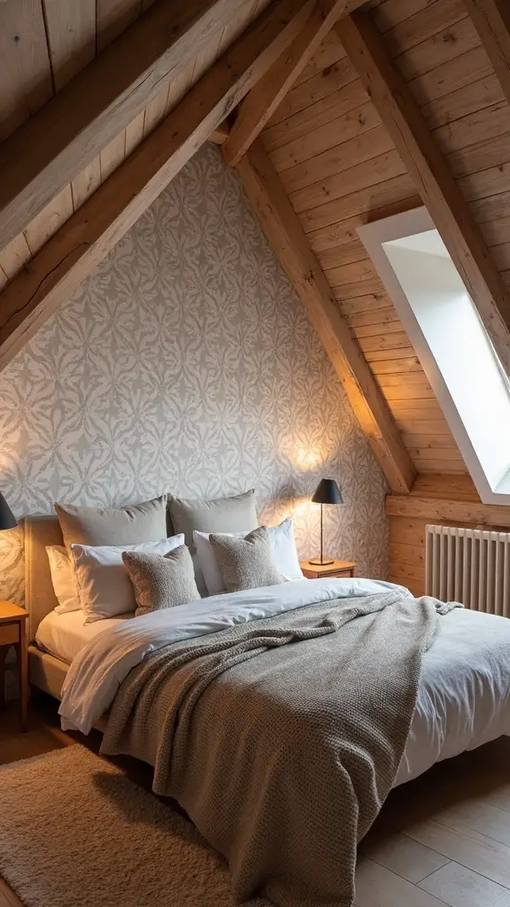 angled attic wallpapered design highlights
