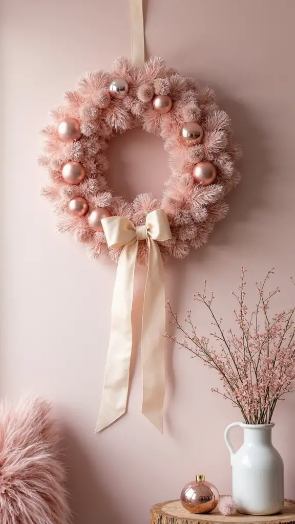 blush toned floral holiday wall wreaths
