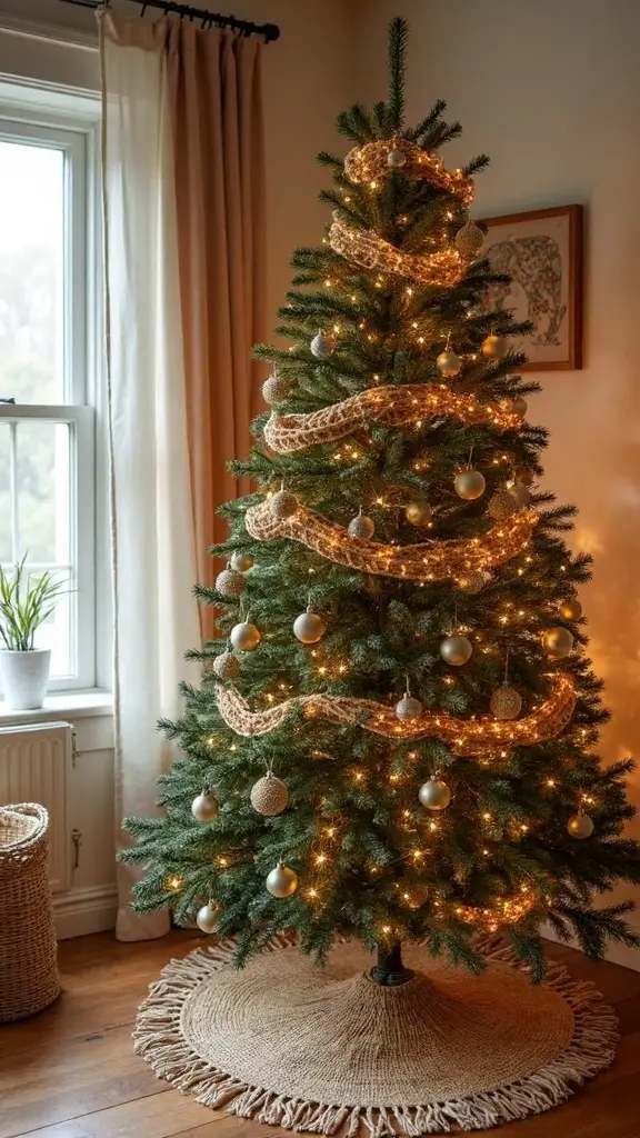 boho fringe textured dimensional christmas tree skirt