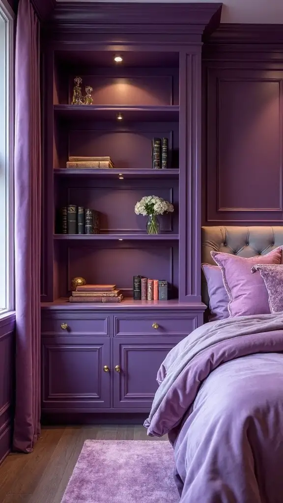 built in purple storage accents