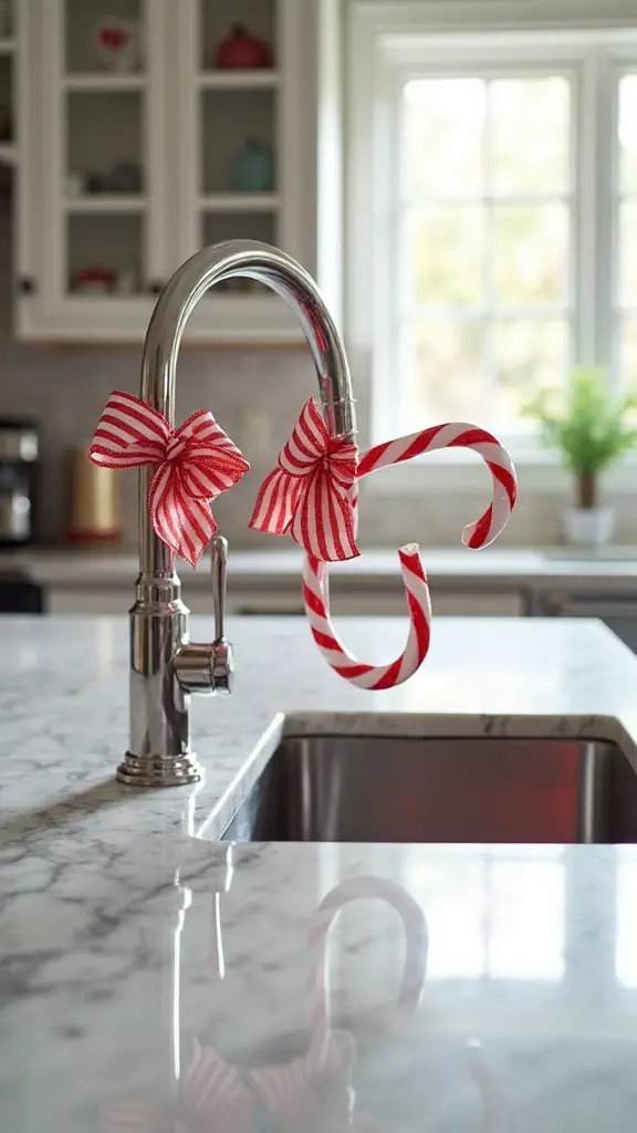 candy canes festive kitchen faucet