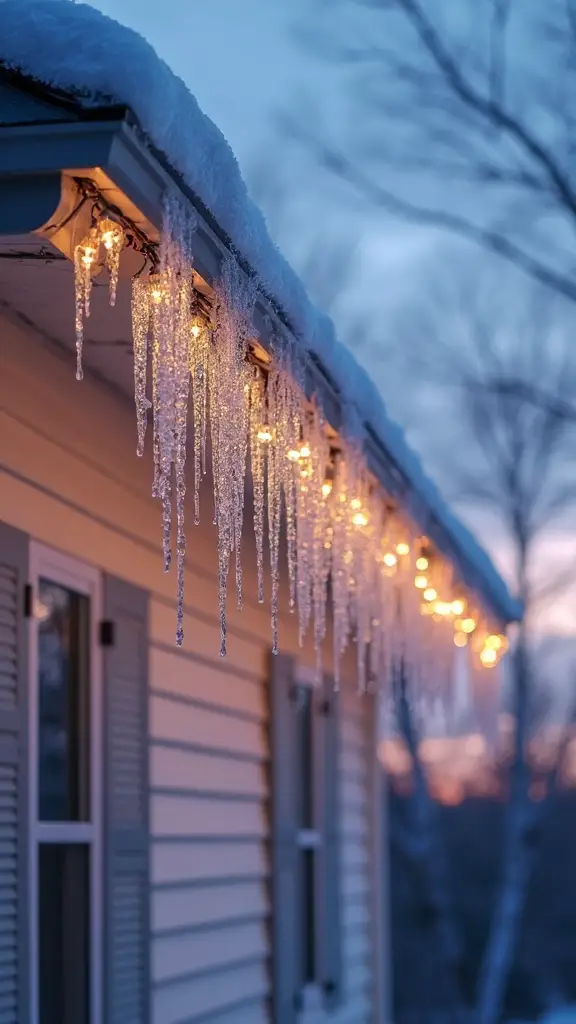 captivating roofline icicle light display