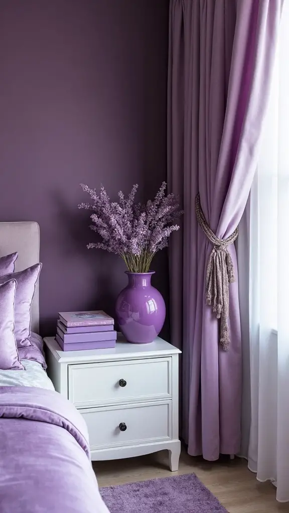 carefully curated purple decorative accents