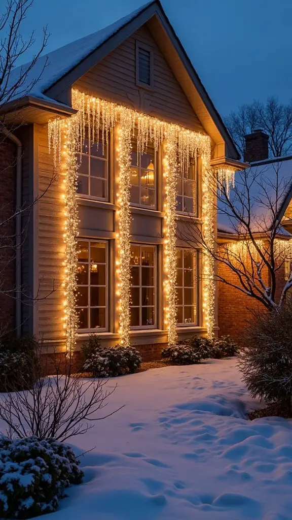 cascading icicle light window display
