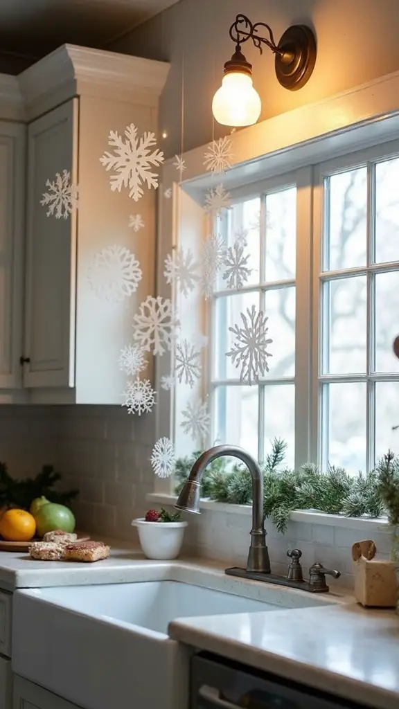 ceiling mounted paper snowflake winter wonderland