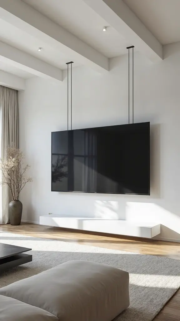 ceiling suspended floating entertainment centerpiece