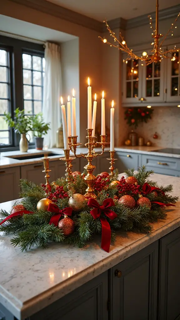 centerpiece for festive kitchen island display