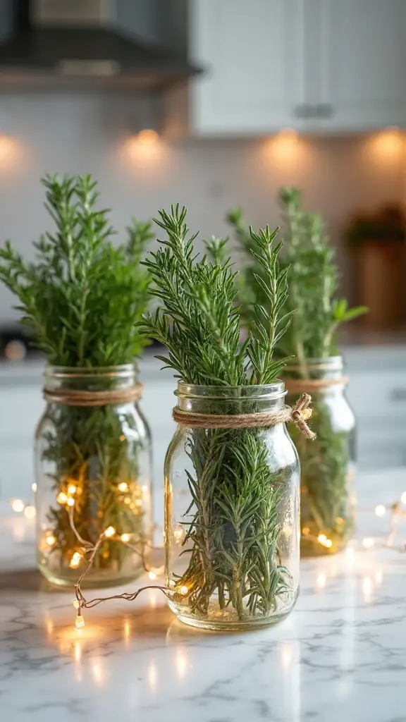 charming festive herb filled mason jars