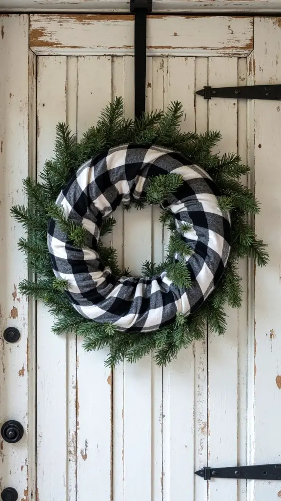 checkered christmas farmhouse rustic wreath