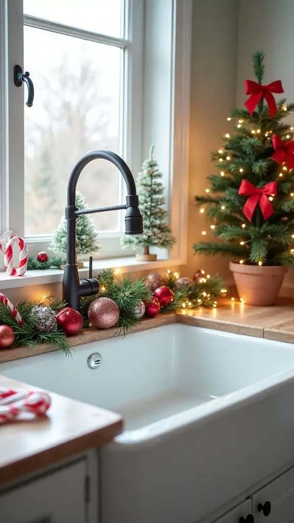 christmas kitchen sink decor