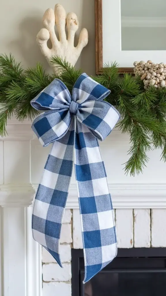 coastal farmhouse christmas plaid ribbon