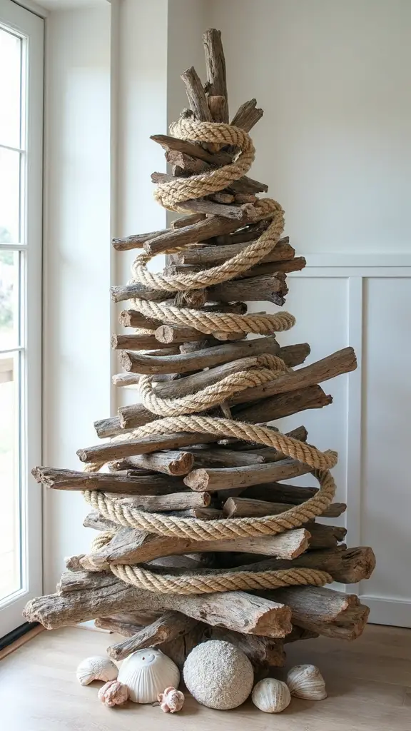 coastal nautical driftwood christmas decor