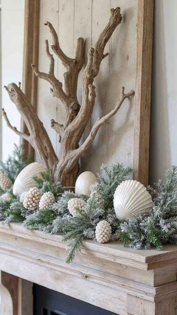 coastal winter driftwood shell wonderland
