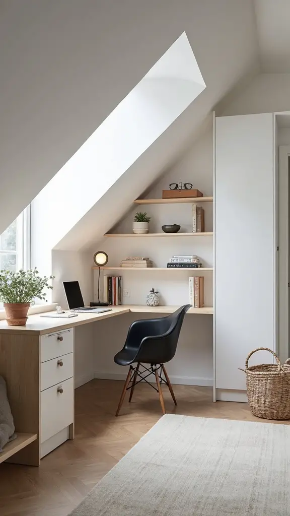 compact attic workspaces beneath windows