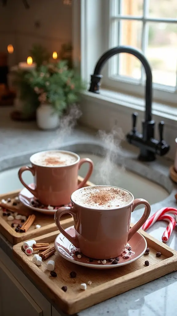 convenient festive organized hot cocoa station