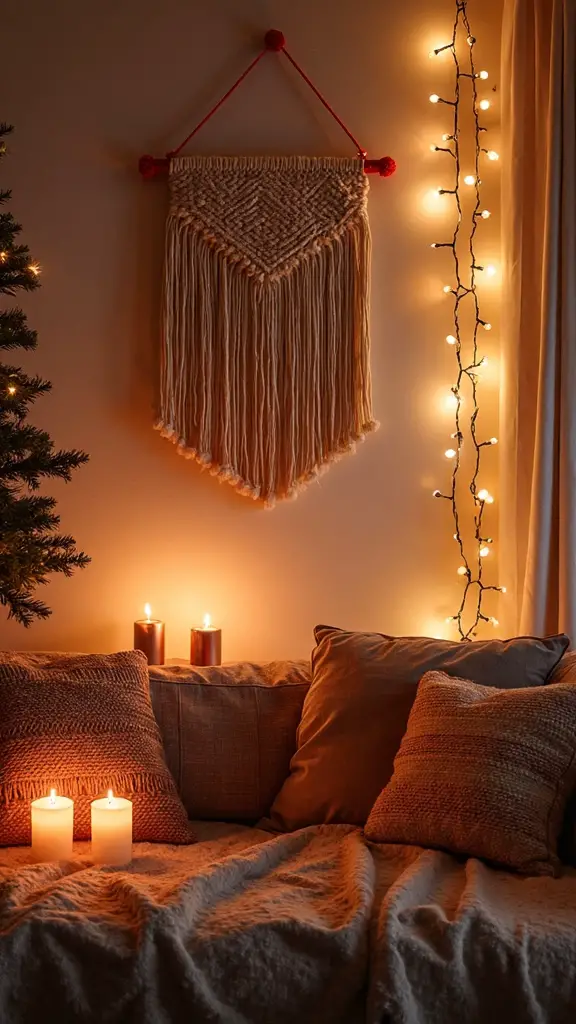 cozy bohemian metallic holiday lighting