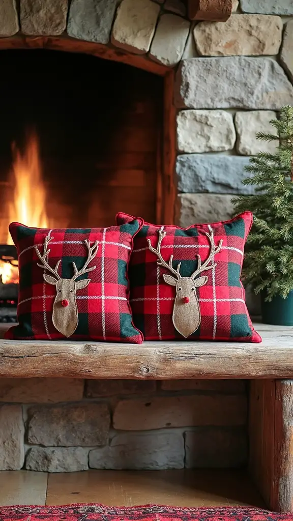 cozy christmas farmhouse plaid pillows