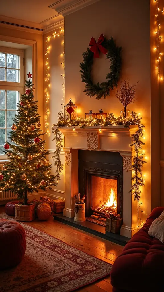 cozy christmas string light ambiance