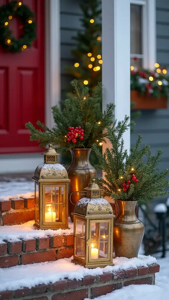 cozy evergreen lantern displays