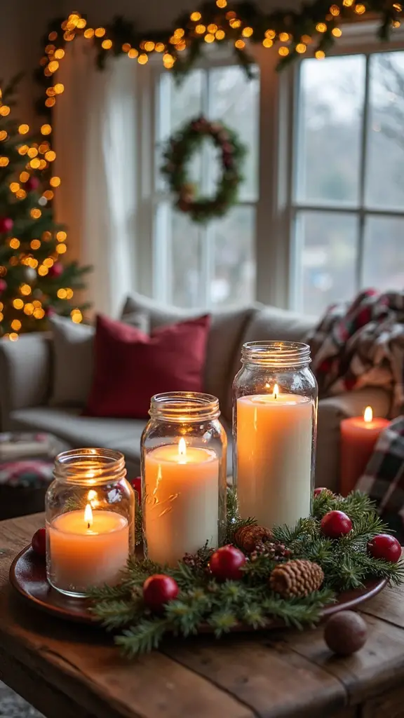 cozy farmhouse christmas candle decor