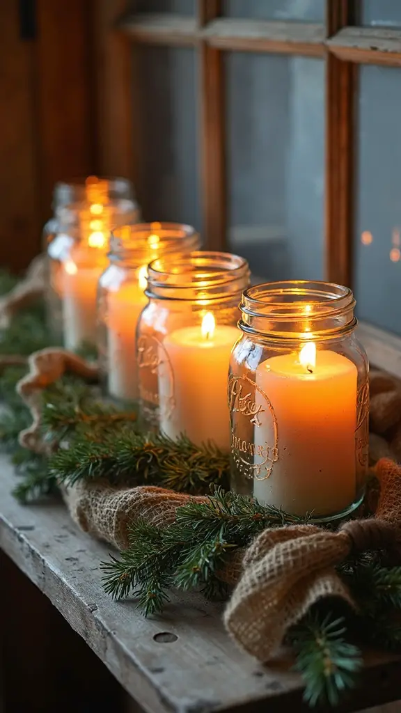 cozy farmhouse christmas candle luminaries