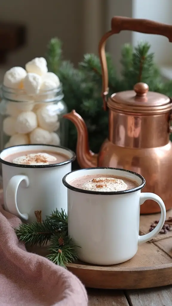 cozy farmhouse holiday hot cocoa station